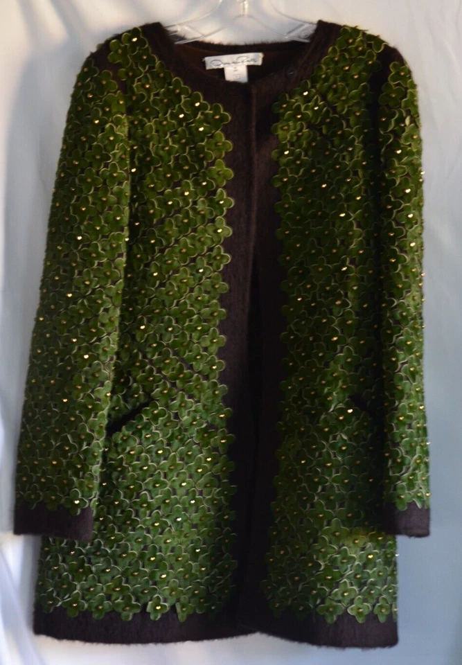 Abrigo Oscar de la Renta Otoño 2006 Pasarela Orylag Piel Bordada Apliques EE. UU. 8 Foto 4 de 4