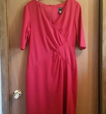 Slimming Red Faux Wrap Ruched Dress