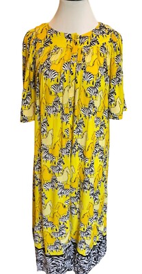 Go Softly Horse Print Vibrant Bright Artsy Muu Muu House Dress Pockets Sz Small