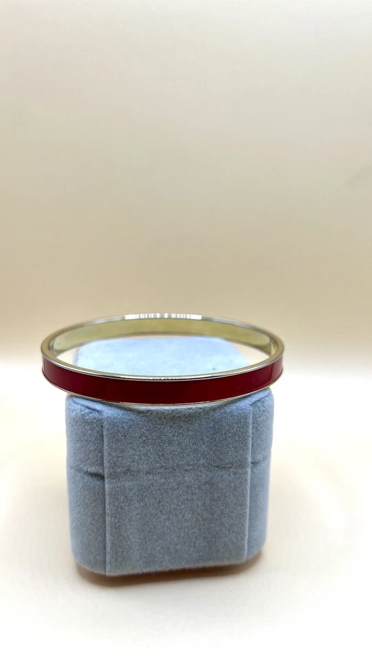 Brazalete Brazalete Vintage Monet Clásico Tono Dorado Esmalte Rojo Foto 4 de 4