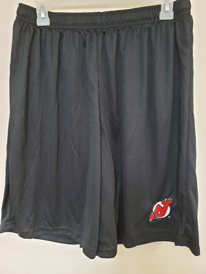 0724 Mens NEW JERSEY DEVILS Polyester Jersey SHORTS Embroidered BLACK NEW 