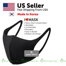 3-10 Pcs Unisex Adult Washable Reusable Nano-Silver Black Fashion Mask Polyester