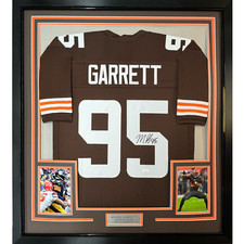 Framed Autographed/Signed Myles Garrett 35x39 Cleveland Brown Jersey JSA COA