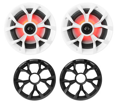 Pair Rockville RKL65MBW 6.5'' 700w Marine Boat Speakers w/LED+Black/White Grilles