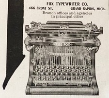 1905 FOX TOUCH TYPEWRITER Grand Rapids,Mich. Office Writing Machine Vtg Print Ad thumbnail