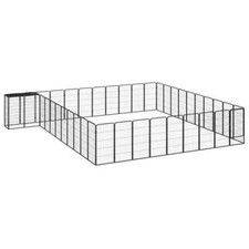 NNEVL 42-Panel Dog Playpen Black 50x100 cm Powder-coated Steel