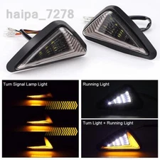 Motorcycle Turn Signal White Amber LED Indicator Light Flowing Flush Mount DRL