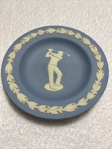 Wedgwood Blue Jasperware Man Playing Golf Made in England Free Shipping