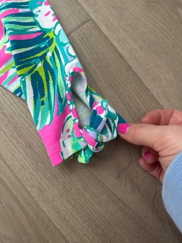 Lilly Pulitzer Maia Tropical Print Girls Leggings L (8-10) Cotton/Spandex Pink & - Picture 2 of 4