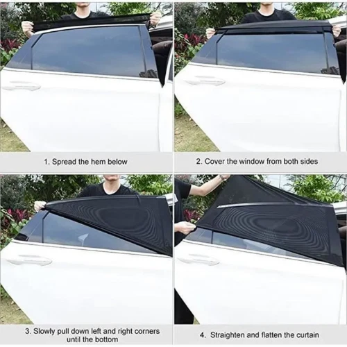 2 PC Pare Soleil Auto Chaussette rideaux Voiture Protection Anti UV Vitre Enfant - Photo 4/4