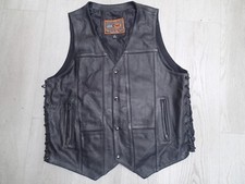 Mens Leather Vest With Concealed Pockets Side Laces Solid Back First Classics