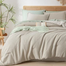 Soft Waffle Comforter Set King Size- Comfy Breathable Waffle Weave Comforter wit