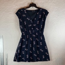 Madewell Skygaze Pansy Bouquet Womens Floral Navy Popover Mini Dress Size 6 9205