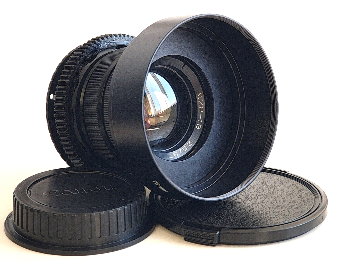Set di obiettivi sovietici modificati per il cinema: Helios 44M 58 mm, Mir-1B 37 mm, Jupiter-37A 135 mm – Attacco Canon EF | Vetro URSS d'epoca - Italia