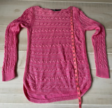 Lauren Ralph Lauren pink cotton blend cable knit sweater size Small women's