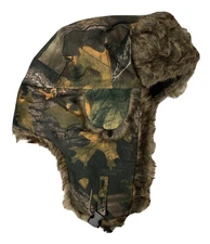 CAMO GREEN YELLOW TROOPER Ski TRAPPER AVIATOR ARCTIC WINTER FAUX FUR CAP HAT