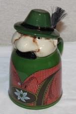 Vintage Original Gerz Gerzit W. Germany Lidded Beer Stein Mustache Man With Hat
