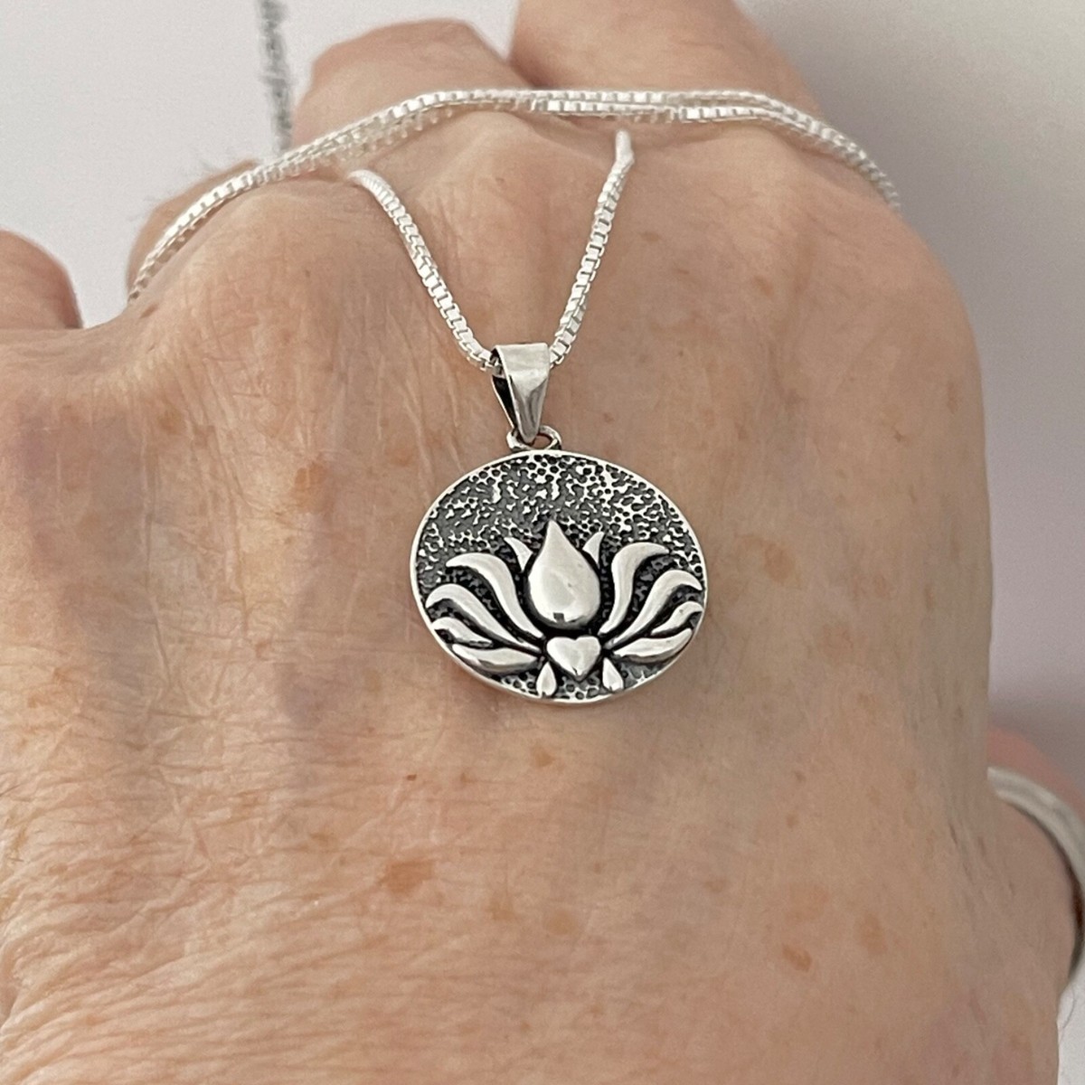 Sterling Silver Lotus Necklace, Flower Chain, Yoga Necklaces