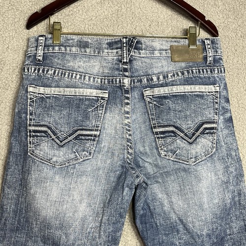 BKE Jeans Mens 33 Long Blue Jake Buckle Denim Pant Washed Out Faded - Picture 10 of 11