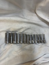 Snap On Chrome 6 Point Deep ,3/8 Drive Socket Set  7mm To 19mm (18 mm is a Napa)