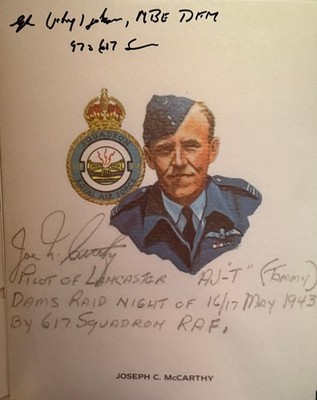 Dambuster G.L. Johnny Johnson Hand Signed Photo of J.C.McCarthy best wishes card