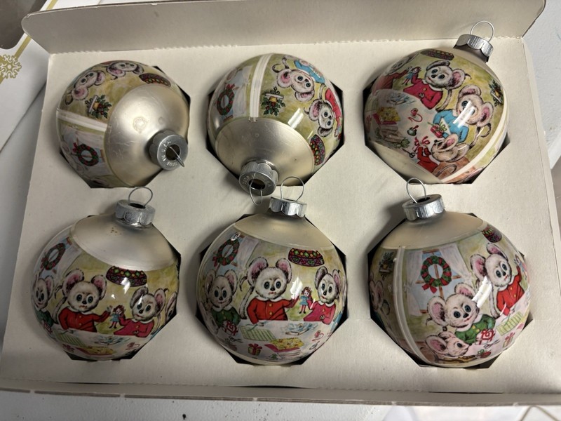 Set Of 6 Noelle American Made Glass Ornaments 2 5/8 Inch