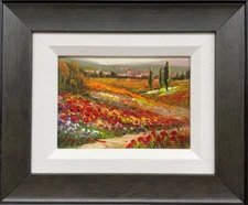 Robert Lui "Path by the Poppyfield" Signed &Embellished Impressionist Giclee Art