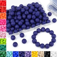 70Pcs Silicone Beads 15mm Navy Blue Silicone Beads for Keychain D-Navy Blue