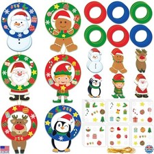 36 Sets Christmas Wreath Crafts Kits Xmas DIY Wreath Hanging Ornaments Santa