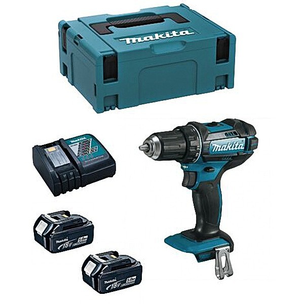 Makita Ddf 482 Rtj Akku Bohrschrauber 18V + 2X Akkus 5,0Ah + LadegeräT Im Makpac-image