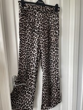 H&M Leopard Print Silky Wide Leg Trousers Size M - BNWT