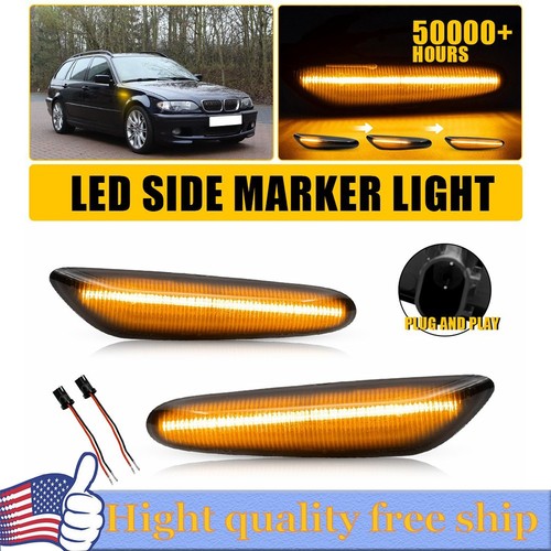 2PC Ssmoked Sequential LED Side Marker Light For BMW E60 E61 E82 E88 ...