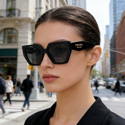 #ad Prada PR 15WS Sunglasses Authentic Unisex Black Oversized Square UV400 w Box $116.99