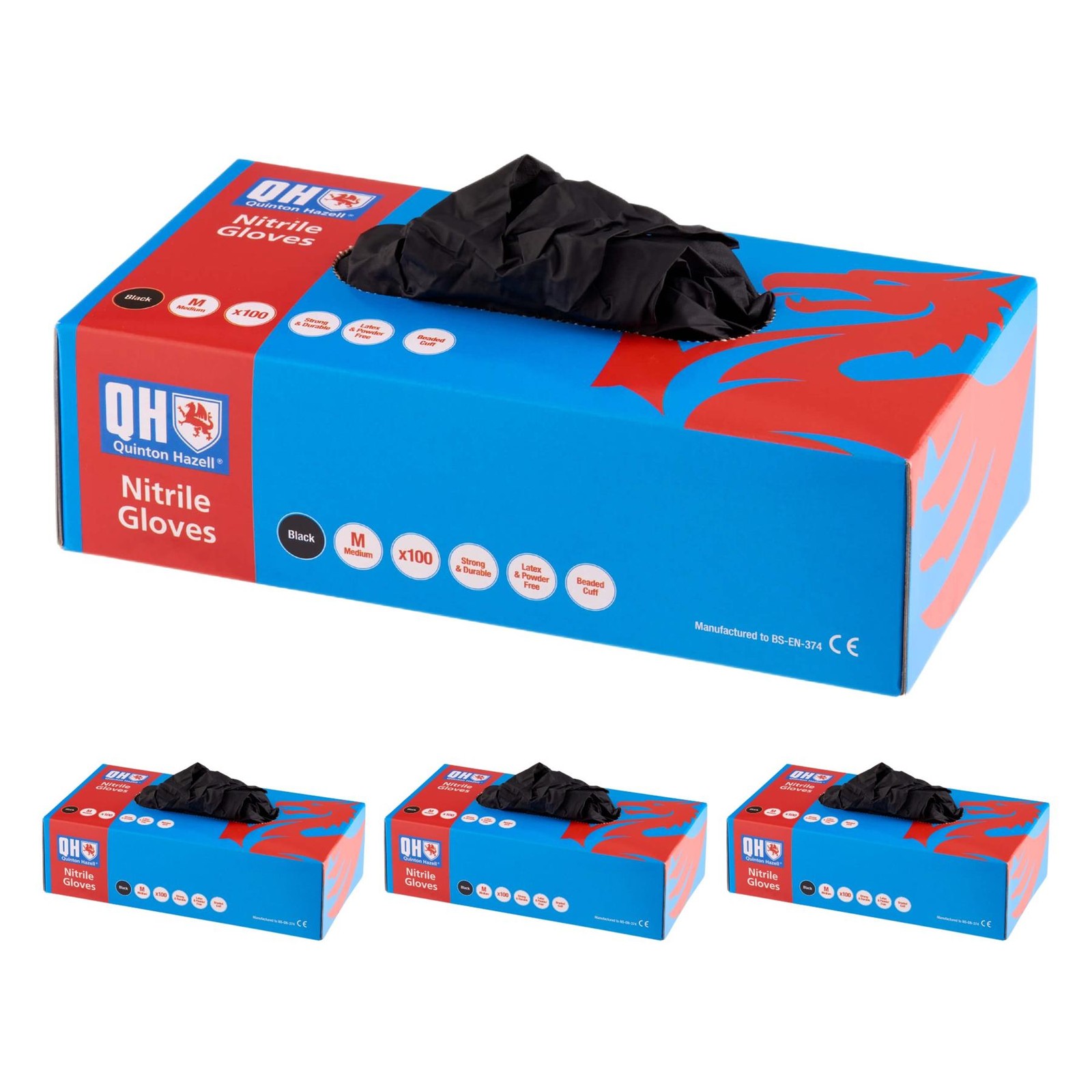 400 Black Disposable Medium Nitrile Gloves Powder Free Latex Free Multi Purpose
