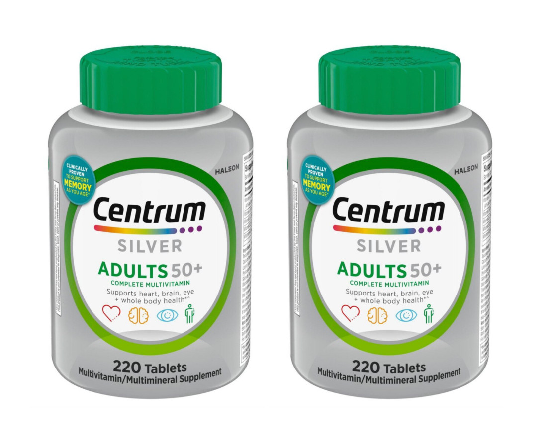 2 pk Centrum Silver Multivitamin for Adults 50 Plus 220 Count Heart/Brain Health