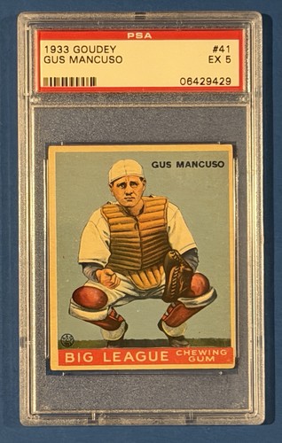 1933 Goudey Big League Chewing Gum - R319 Gus Mancuso #41 PSA 5