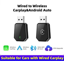 New USB Wireless CarPlay Android auto Adapter Kit For iPhone Apple Plug and Play
