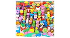 70 Pack Animal Erasers for Kids Bulk Desk Pets Classroom Prizes Treasure Box Toy