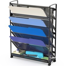 6-Tier Wall Mount Document Letter Tray Organizer, Black