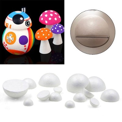 Set of 10 White Foam Hemisphere Balls for Crafts & Shaping