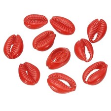 10 Pcs Red Oval Seashells Beads Natural Cowrie Beach Shells