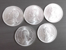 Lot of 5 - 2024/ 2022 South Africa 1 oz. Silver Krugerrand
