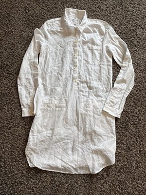 Lacoste Womens Button Up Dress Size 34 100% Cotton White Roll Tab Sleeve Sz S