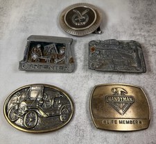 LOT of 5 Men's Belt Buckles - Handyman, Carpenter, Liberty, Eagle, Model T