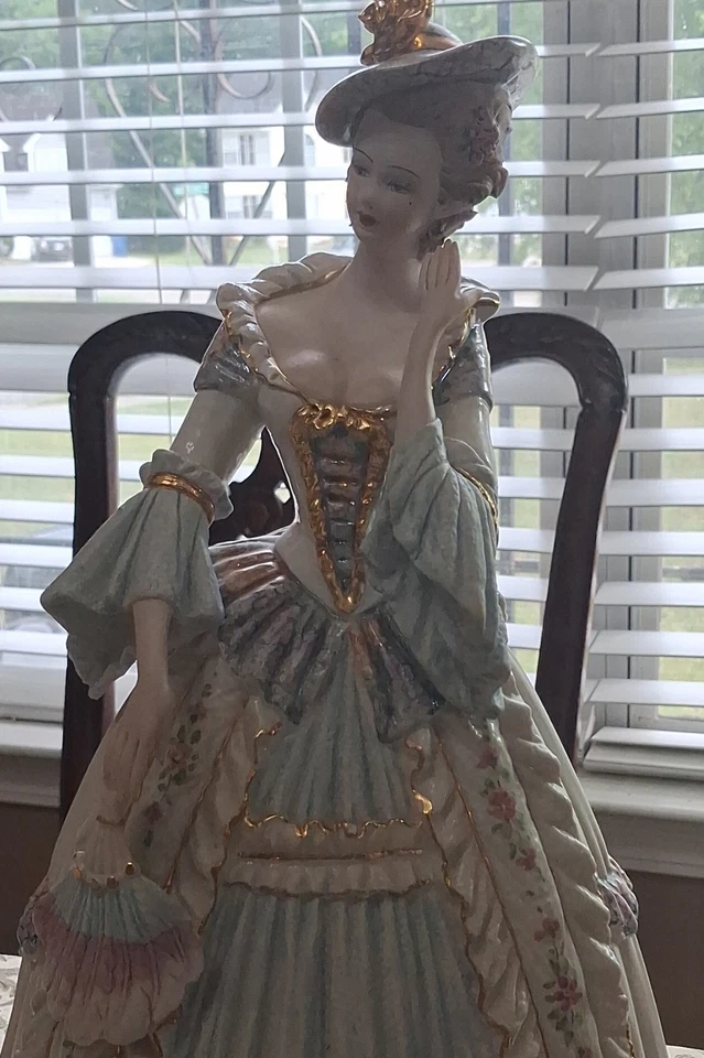 Vittorio Sabadin Victorian Lady Porcelain Figurine Hand Painted Flower - Image 1 of 4