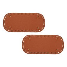 2Pcs 5.9"x11.8" Oval Leather Crochet Bag Bottom with Holes, Light Brown