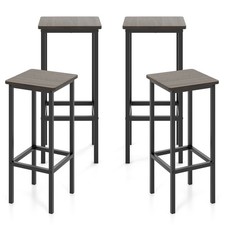 26"Bar Stool Set of 4 w/ Metal Frame Footrest Backless Counter Height Stool Gray