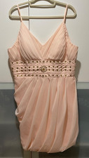 Light Peach Pleated Mini Dress with Crystal Waist