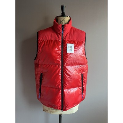 Topo Designs große gefütterte Weste Herren Größe L rot Primaloft Aufbewahrungstasche mit durchgehendem Reißverschluss