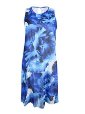Calvin Klein Women's Sleeveless Chiffon Dress (8, Atlantis Multi) 700289079024